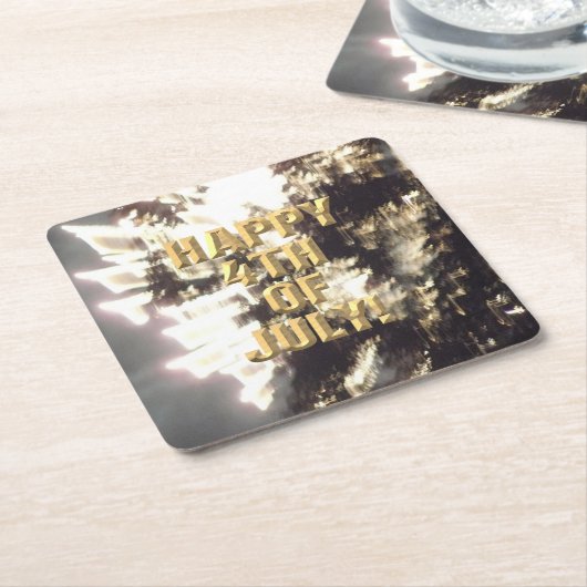 Fireworks 2 7月4日の紙コースター スクエアペーパーコースター (アングル)