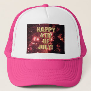 Fireworks 3 7月の4thホットピンクのトラック運転手ハット キャップ