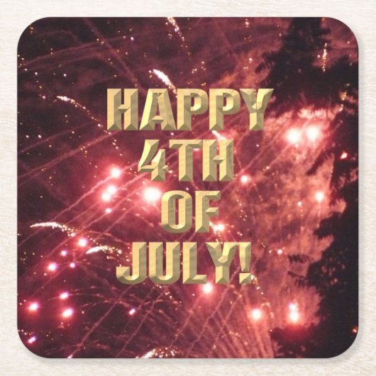 Fireworks 3 7月4日の紙コースター スクエアペーパーコースター (正面)