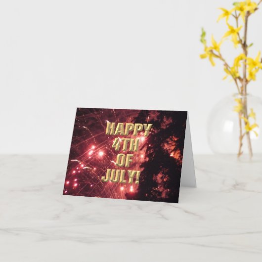 Fireworks 3 7月4日カード カード (黄色い花)