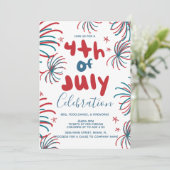 Fireworks 4th of 7月の星BBQフライヤー招待状 カード (スタンド正面)