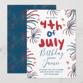 Fireworks 4th of 7月の星BBQ誕生日 カード