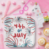 Fireworks 4th of 7月の星BBQ誕生日 ペーパープレート (パーティー)