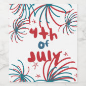 Fireworks 4th of 7月の星BBQ誕生日 ワインラベル (シングルラベル)