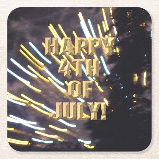 Fireworks 6 7月4日の紙コースター スクエアペーパーコースター (正面)