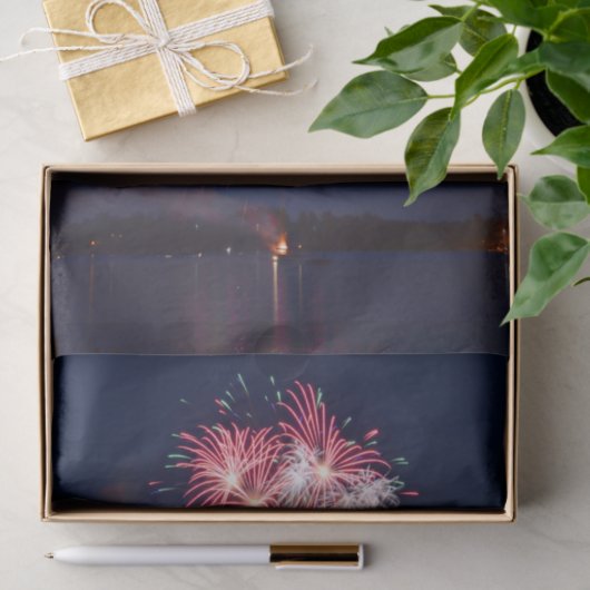 Fireworks 7月4日の独立記念日のデコページ 薄葉紙 (ギフト)
