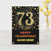 Fireworks 73rd誕生日レインボーカラフル金ゴールド カード (黄色い花)