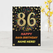 Fireworks 86th誕生日カラフルレインボー金ゴールド カード (黄色い花)