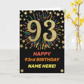 Fireworks 93rd誕生日レインボーカラフル金ゴールド カード (黄色い花)