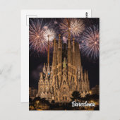 Fireworks at Barcelona La Sagrada Família Spain ポストカード (正面/裏面)