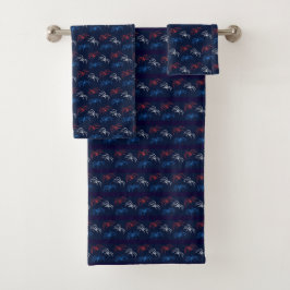 Fireworks Bath Towels (Navy Blue & Red) バスタオルセット