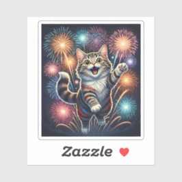 Fireworks Cat – 独立記念日シール シール