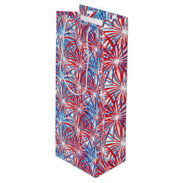 Fireworks Design, Red White and Blue USA Fireworks ワインギフトバッグ