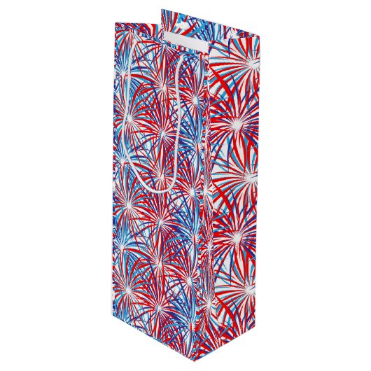 Fireworks Design, Red White and Blue USA Fireworks ワインギフトバッグ (正面アングル)