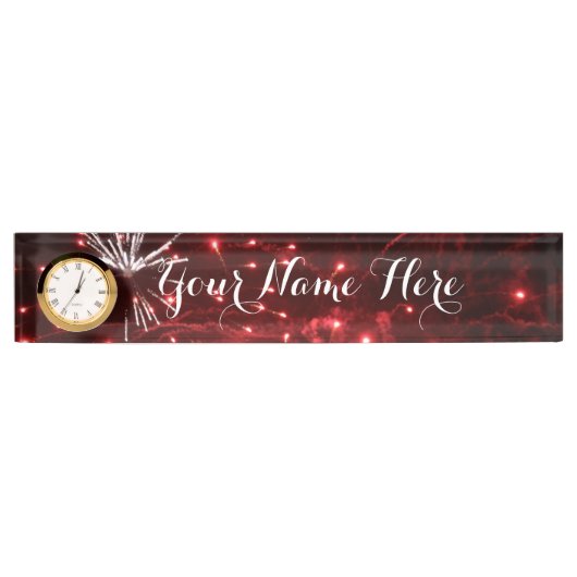 Fireworks Desk Nameプレート(クロック付き) デスクネームプレート (正面)