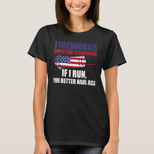Fireworks Director もし Technician I 走USA Flag 4t Tシャツ (正面)