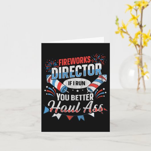 Fireworks Director Funny 4th Of July カード (黄色い花)