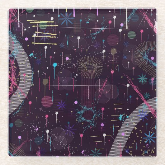 Fireworks Display: Abstract Art  ガラスコースター (正面)