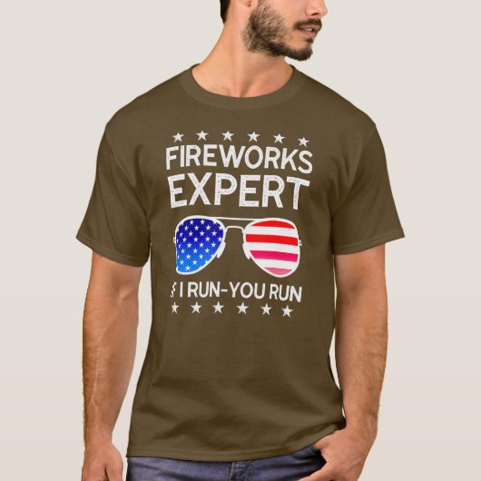 Fireworks Expert もし I You 走 Americanフラグ Tシャツ (正面)