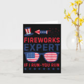 Fireworks Expert - I Run You Run Funny 4th Of July カード (黄色い花)