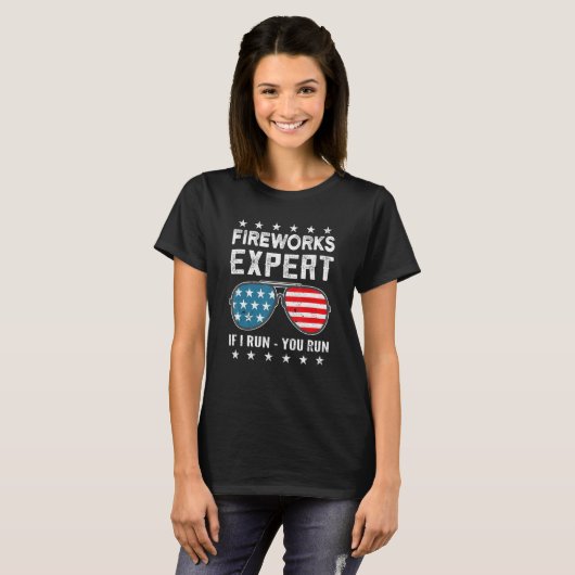Fireworks Expert If I Run You Run American Flag Su Tシャツ (正面フル)