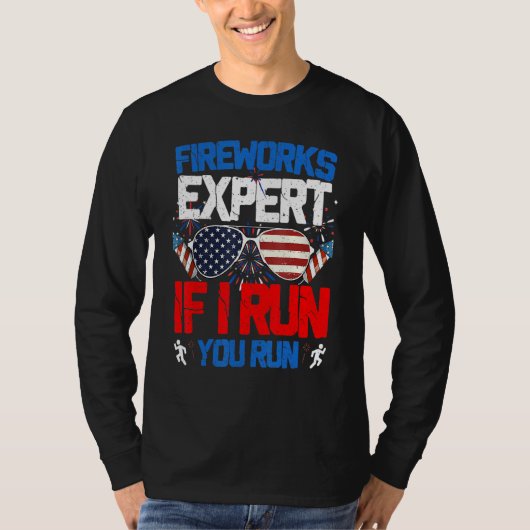 Fireworks Expert If I Run You Run American Flag Su Tシャツ (正面)