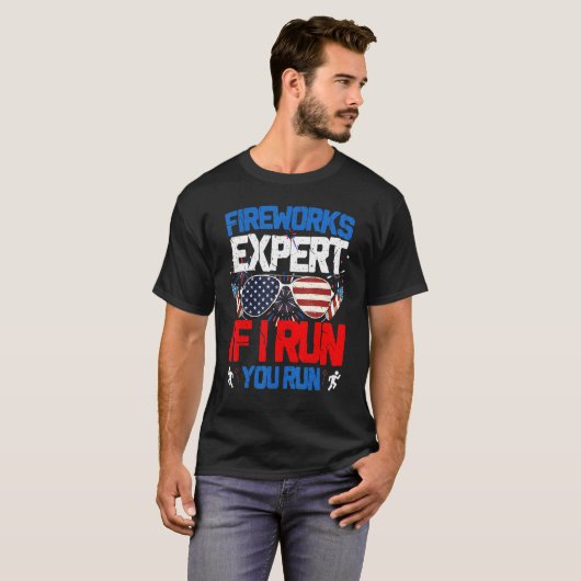 Fireworks Expert If I Run You Run American Flag Su Tシャツ (正面フル)
