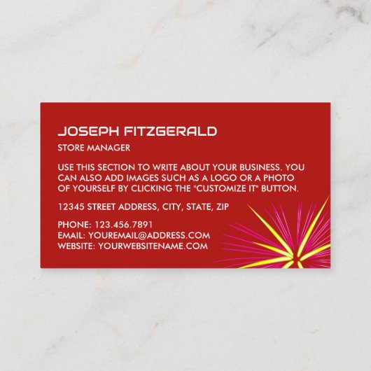 Fireworks、Fireworksの販売 名刺 (裏面)