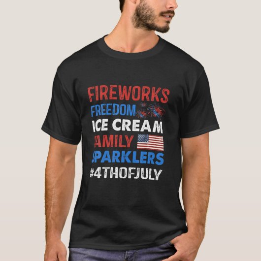 Fireworks Freedomアイスクリームファミリースパーカーラー4Th O Tシャツ (正面)