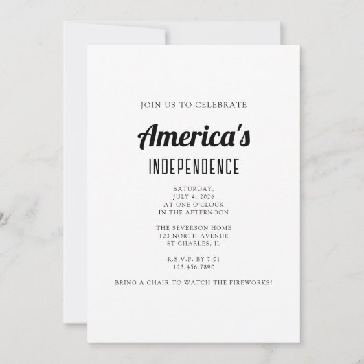 Fireworks, Fun and Freedom 250 Years 4th of July 招待状 (裏面)