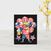 Fireworks Funny Trump Patriotic American Happy 4th カード (黄色い花)