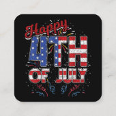 Fireworks Happy 4Of 7月アメリカ国旗American 4O スクエア名刺 (裏面)