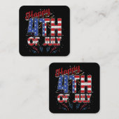 Fireworks Happy 4Of 7月アメリカ国旗American 4O スクエア名刺 (正面/裏面)