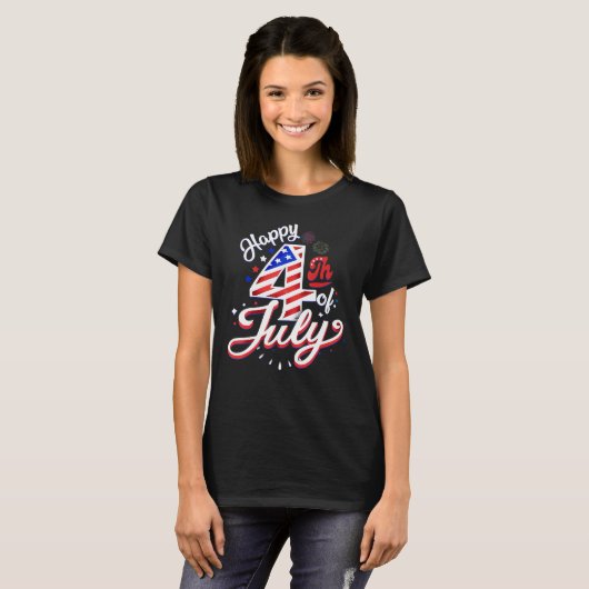 Fireworks Happy 4th Of July US Flag American 4th O Tシャツ (正面フル)