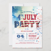 Fireworks Iのエレガント7月4日パーティー 招待状 (正面)