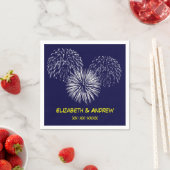 Fireworks、Navy Blue Background、Name Monogram スタンダードカクテルナプキン (インサイチュ)