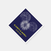 Fireworks、Navy Blue Background、Name Monogram スタンダードカクテルナプキン (角)
