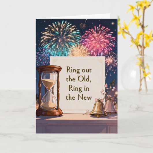 Fireworks New Year Holiday カード (黄色い花)