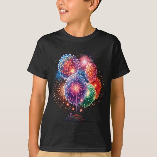Fireworks New Year's Eve Party Long Sleeve  Tシャツ (正面)