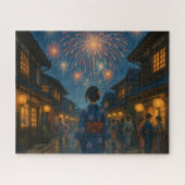 Fireworks Over a Traditional Town Street in Summer ジグソーパズル (横)