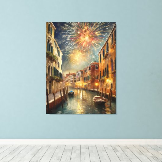 Fireworks over Venice Canvas Wall Art キャンバスプリント (インサイチュ (ウッドフロア))