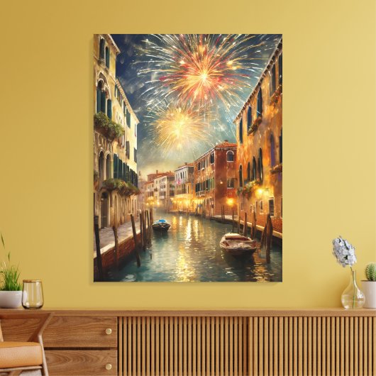 Fireworks over Venice Canvas Wall Art キャンバスプリント (インサイチュ (リビング))