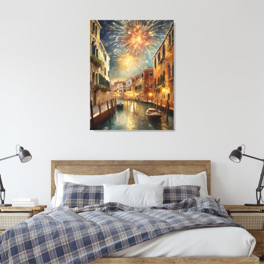 Fireworks over Venice Canvas Wall Art キャンバスプリント (インサイチュ (寝室))