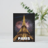 Fireworks Paris Eiffel Tower Cafes Postcard ポストカード (スタンド正面)