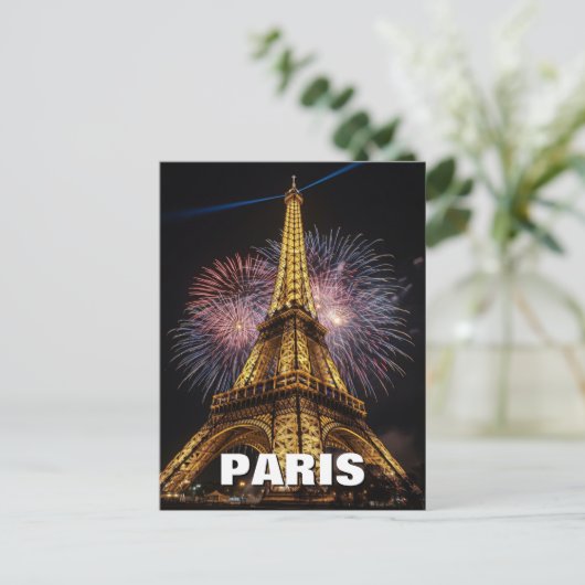 Fireworks Paris Eiffel Tower Cafes Postcard ポストカード (スタンド正面)