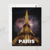 Fireworks Paris Eiffel Tower Cafes Postcard ポストカード (正面/裏面)