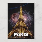 Fireworks Paris Eiffel Tower Cafes Postcard ポストカード (正面)