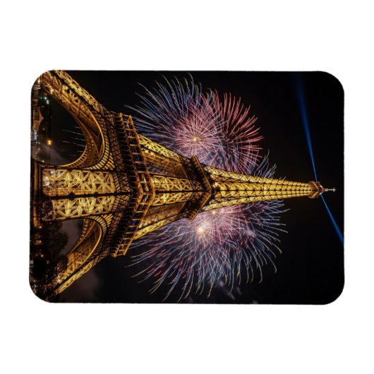 Fireworks Paris Eiffel Tower Cafes Postcard マグネット (横)