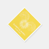 Fireworks、Pineapple背景、名前モノグラム スタンダードカクテルナプキン (角)
