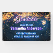 Fireworks Skyおめでとうおめでとうお祝い 横断幕 (横)